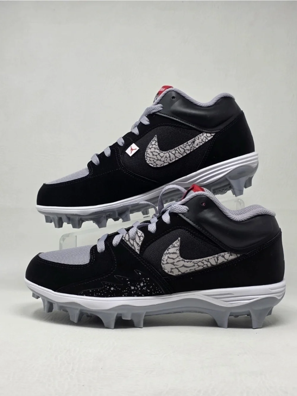 Jordan Stadium 90 Low TD Black Cement Football Cleats HQ0210-060 Men's Size 8.5
